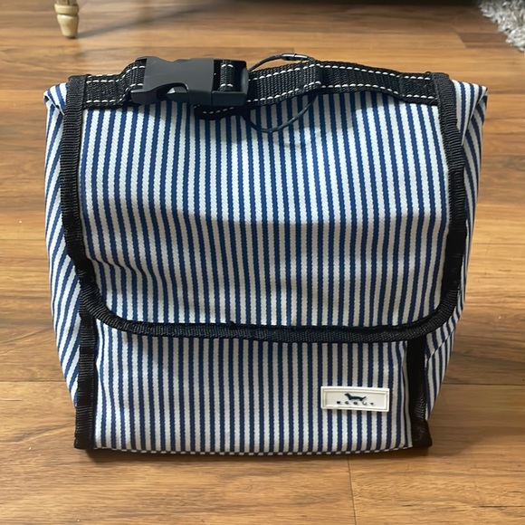 Scout Handbags - Scout blue navy and white striped lunch bag tote